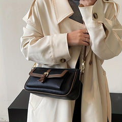 Vintage Square Crossbody Bag Pocket Front Shoulder Bag PU Leather Purse