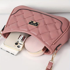 Quilted Crossbody Bag PU Shoulder Bag Women's Casual Handbag Phone Purse