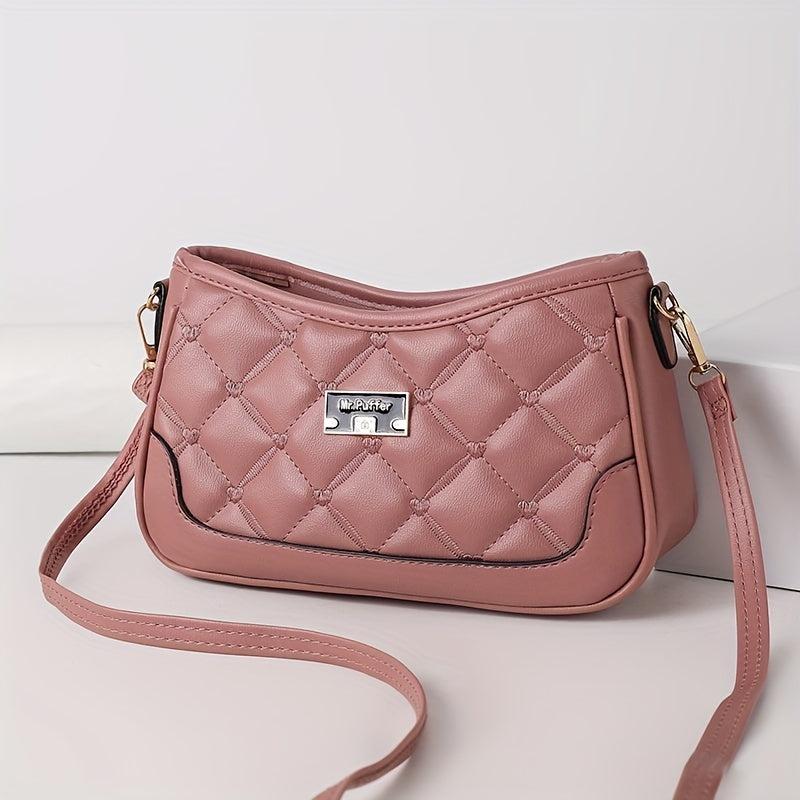 Quilted Crossbody Bag PU Shoulder Bag Women's Casual Handbag Phone Purse