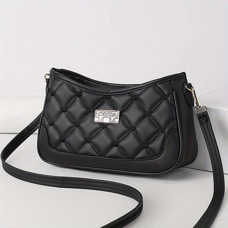 Quilted Crossbody Bag PU Shoulder Bag Women's Casual Handbag Phone Purse