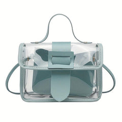 2Pcs Clear Crossbody Bag Set Mini Jelly Handbags Waterproof Beach Bag