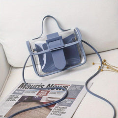 2Pcs Clear Crossbody Bag Set Mini Jelly Handbags Waterproof Beach Bag