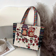 Animal Embroidered Casual Tote Bag Tribal Style Portable Shoulder Bag