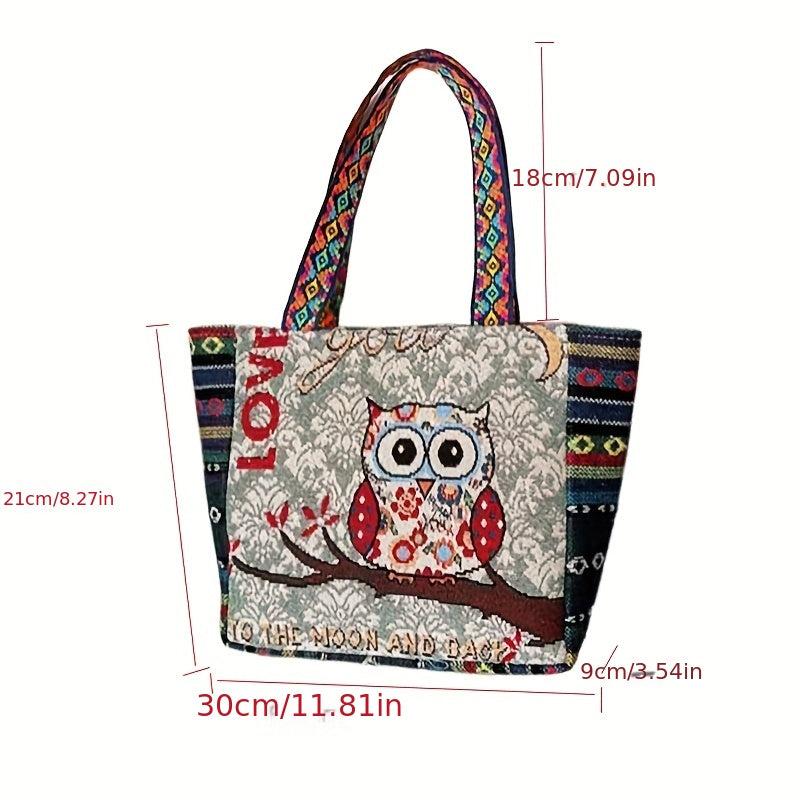 Animal Embroidered Casual Tote Bag Tribal Style Portable Shoulder Bag
