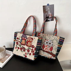 Animal Embroidered Casual Tote Bag Tribal Style Portable Shoulder Bag