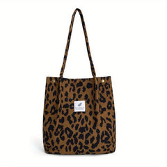 Corduroy Shoulder Bag Women's Retro Style Handbag Literary Shopping Bag