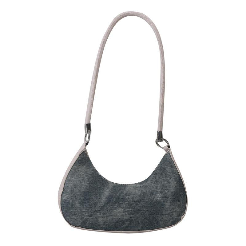 Colorblock Denim Crescent Bag Underarm Bag For Women