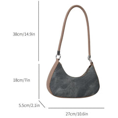 Colorblock Denim Crescent Bag Underarm Bag For Women