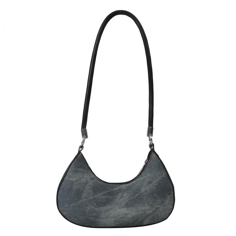 Colorblock Denim Crescent Bag Underarm Bag For Women