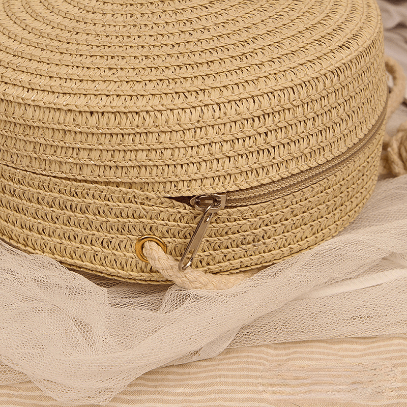 Straw Woven Round Crossbody Bag Beach Handbag Vacation Purse