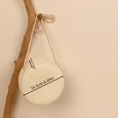 Straw Woven Round Crossbody Bag Beach Handbag Vacation Purse
