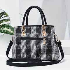 Plaid Handbag Four Leaf Clover Crossbody Satchel Purse