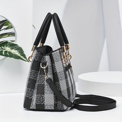 Plaid Handbag Four Leaf Clover Crossbody Satchel Purse