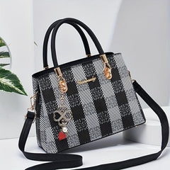 Plaid Handbag Four Leaf Clover Crossbody Satchel Purse