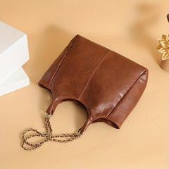 Vintage Chain Shoulder Bag Large Capacity Tote Bag Women's PU Leather Handbag