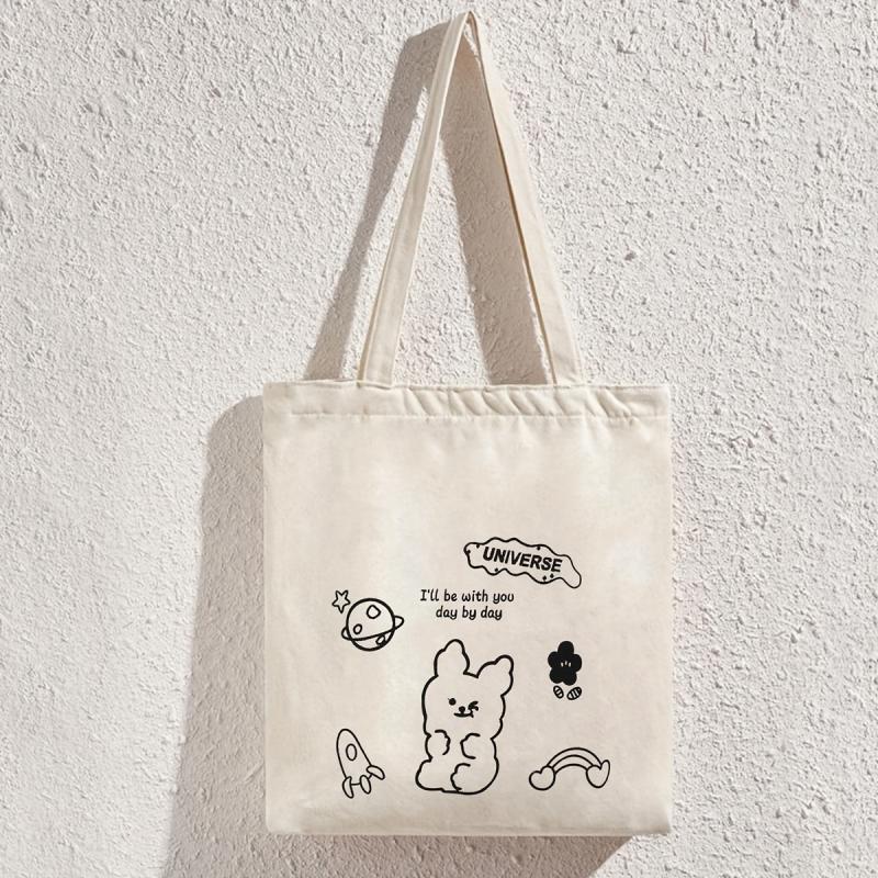Cartoon Anime Print Canvas Tote Bag Eco Friendly Shoulder Bag