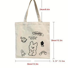 Cartoon Anime Print Canvas Tote Bag Eco Friendly Shoulder Bag