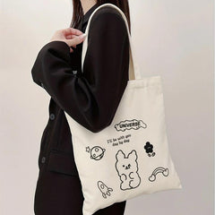 Cartoon Anime Print Canvas Tote Bag Eco Friendly Shoulder Bag