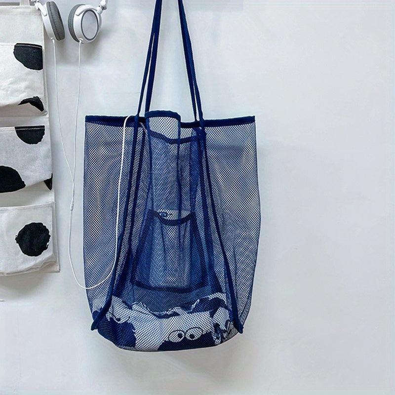 Large Capacity Reusable Mesh Beach Bag Hollow Out Shoulder Bag