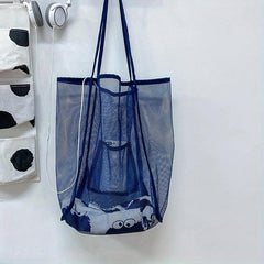 Large Capacity Reusable Mesh Beach Bag Hollow Out Shoulder Bag