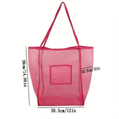 Large Capacity Reusable Mesh Beach Bag Hollow Out Shoulder Bag