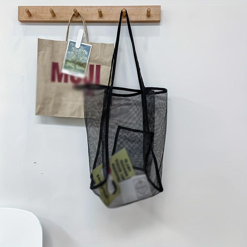 Large Capacity Reusable Mesh Beach Bag Hollow Out Shoulder Bag