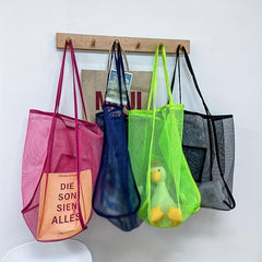 Large Capacity Reusable Mesh Beach Bag Hollow Out Shoulder Bag
