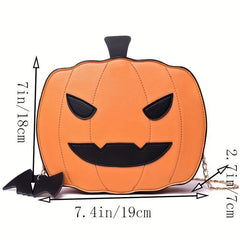 Funny Pumpkin Shaped Crossbody Bag Halloween Ghost Skull Elf Purse