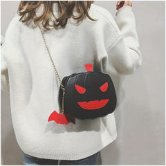 Funny Pumpkin Shaped Crossbody Bag Halloween Ghost Skull Elf Purse