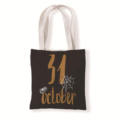 Halloween Pumpkin Print Tote Bag Canvas Shoulder Bag