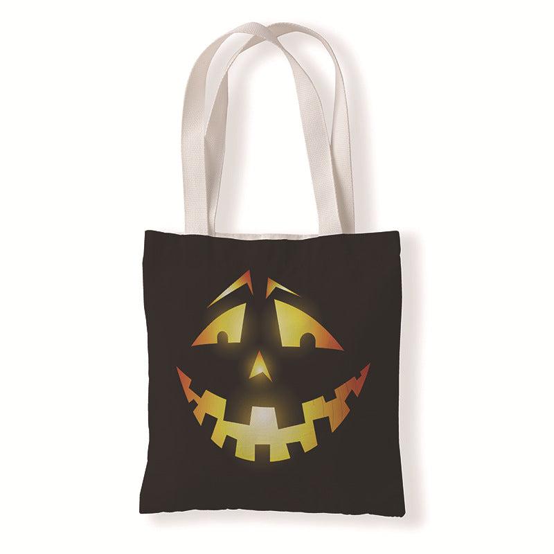 Halloween Pumpkin Print Tote Bag Canvas Shoulder Bag
