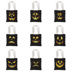 Halloween Pumpkin Print Tote Bag Canvas Shoulder Bag