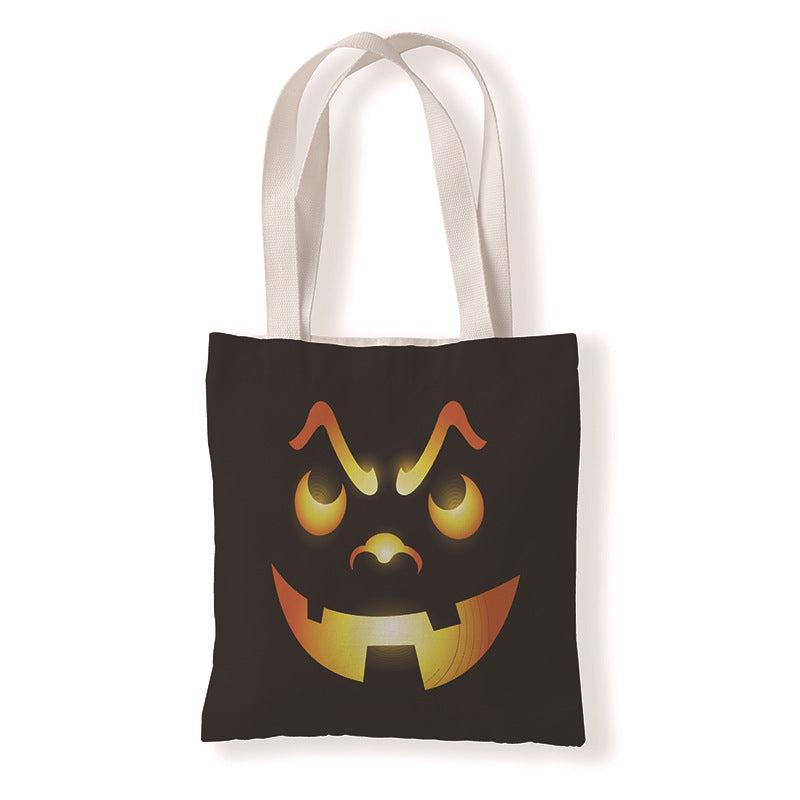 Halloween Pumpkin Print Tote Bag Canvas Shoulder Bag