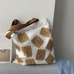 Casual Shoulder Bag Foldable Top Handle Canvas Bag