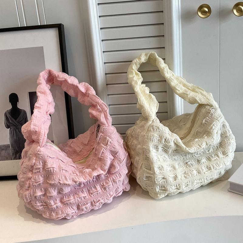 Women's Cloud Ruched Shoulder Bag Puffer Quilted Hobo Bubble Pleated Purse