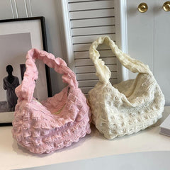 Women's Cloud Ruched Shoulder Bag Puffer Quilted Hobo Bubble Pleated Purse