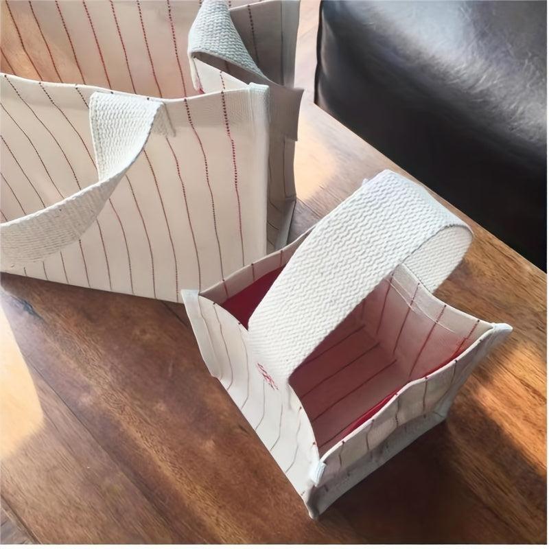 Canvas Tote Bag Striped Pattern Shopper Bag Women's Handbag