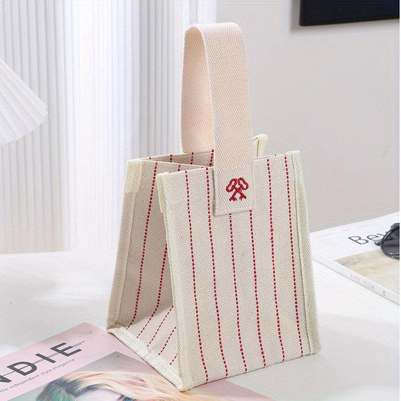 Canvas Tote Bag Striped Pattern Shopper Bag Women's Handbag