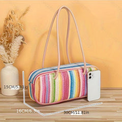 Colorful Woven Rainbow Underarm Bag Shoulder Bag