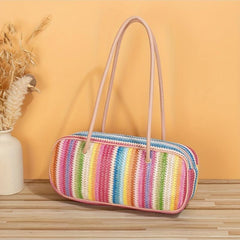 Colorful Woven Rainbow Underarm Bag Shoulder Bag