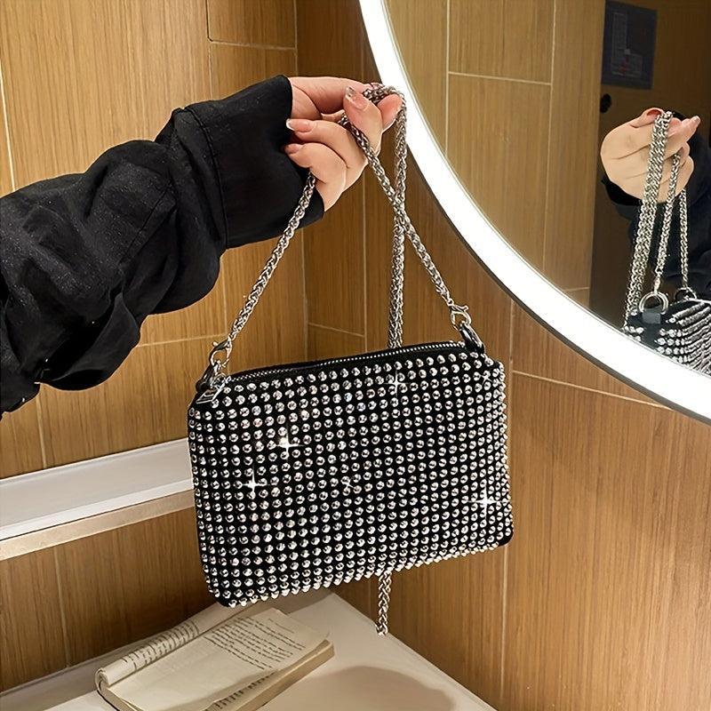 Rhinestone Shoulder Bag Glitter Chain Evening Handbag Crossbody Purse