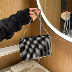 Rhinestone Shoulder Bag Glitter Chain Evening Handbag Crossbody Purse