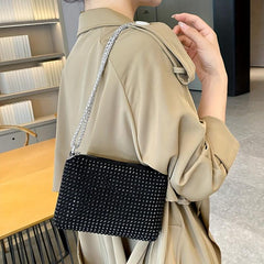 Rhinestone Shoulder Bag Glitter Chain Evening Handbag Crossbody Purse