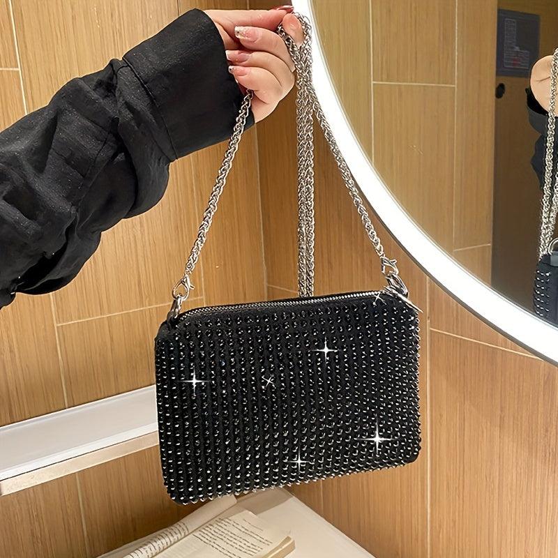 Rhinestone Shoulder Bag Glitter Chain Evening Handbag Crossbody Purse