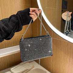 Rhinestone Shoulder Bag Glitter Chain Evening Handbag Crossbody Purse
