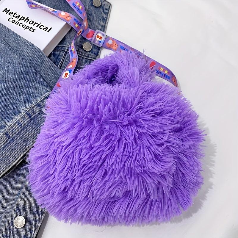 Plush Monster Shoulder Bag Funny Fluffy Crossbody with Adjustable Strap
