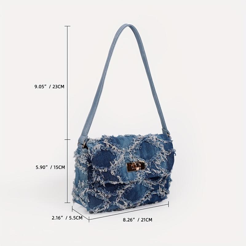 Vintage Denim Shoulder Bag Women's Y2K Retro Handbag & Purse