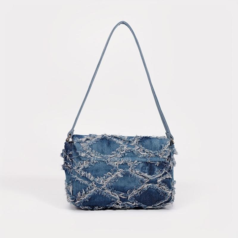Vintage Denim Shoulder Bag Women's Y2K Retro Handbag & Purse