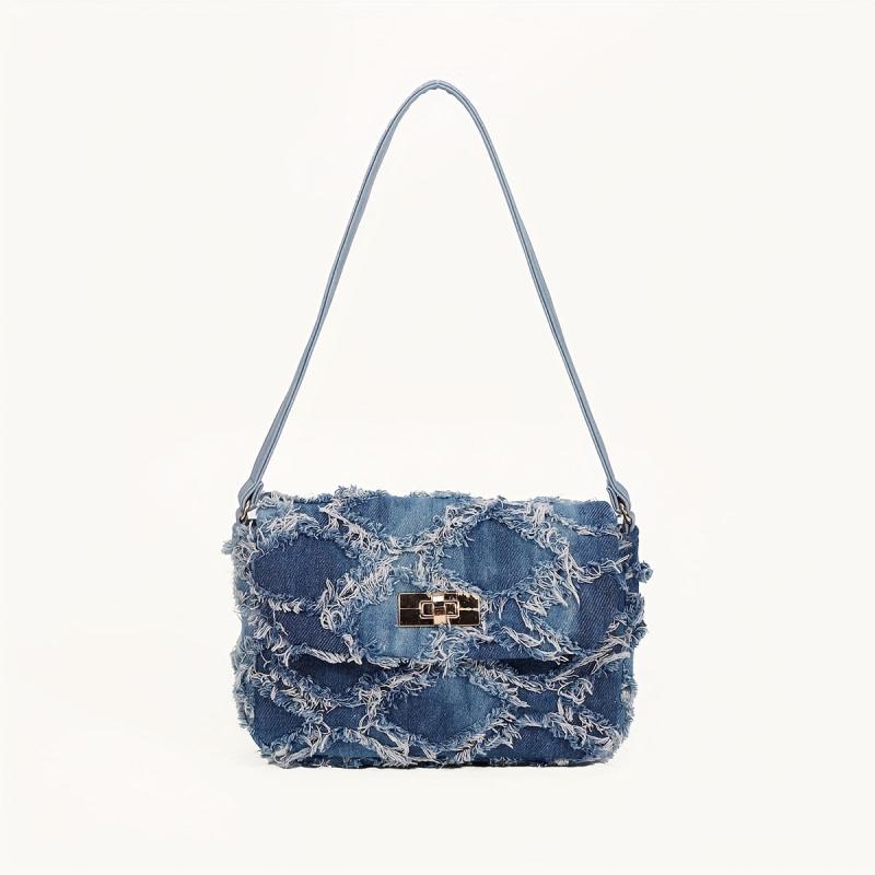 Vintage Denim Shoulder Bag Women's Y2K Retro Handbag & Purse