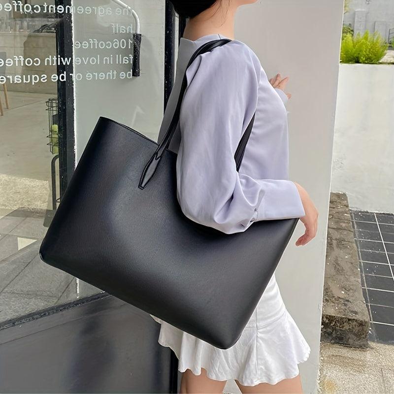 Minimalist Large Capacity Tote Bag Solid Hobo Bag Women's Casual Handbag